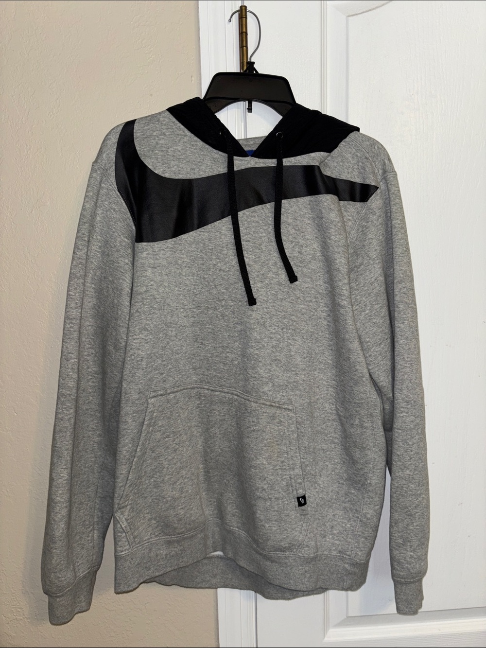 Nike Grey and Black Pullover Hoodie
